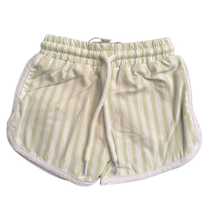 BOYS GREEN STRIPED SWIM SHORTS for wholesale by Beck & Gray