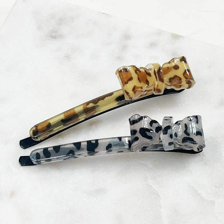 Cute Leopard Bow Alligator Hair Clips for wholesale by Love and Repeat