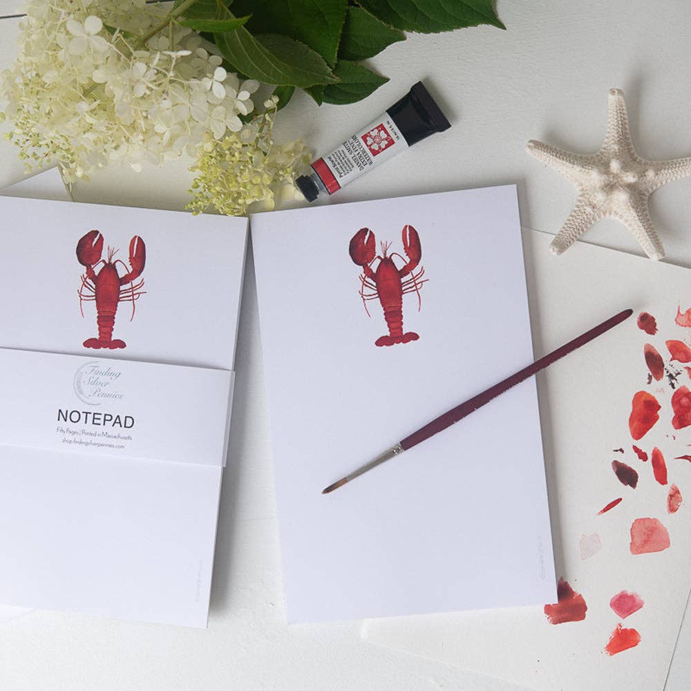 Finding Silver Pennies - Wholesale Notepad - Lobster Notepad | Coastal Watercolor Notepad2