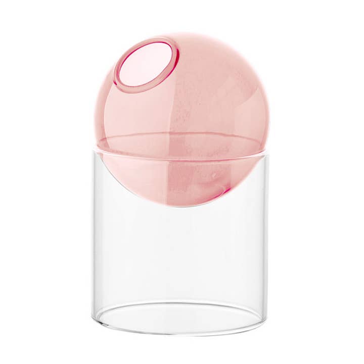 Jarrón hidropónico de vidrio rosa "Round" para venta al por mayor de TUTU Home