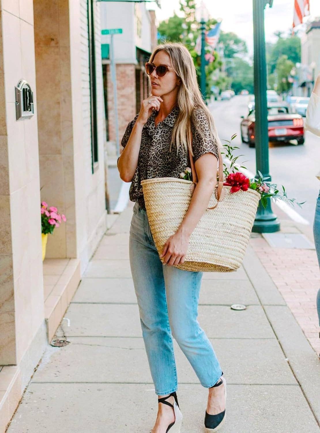 NomadWeave Ltd - Wholesale Strandtas - Franse marktmand met dubbele leren handvatten3