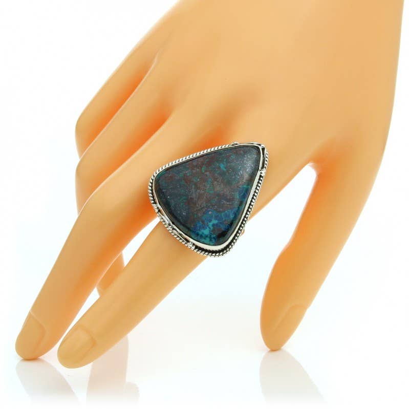 UniArt - Wholesale Cocktail/Statement Ring - Azurite drop ring and 925 silver16