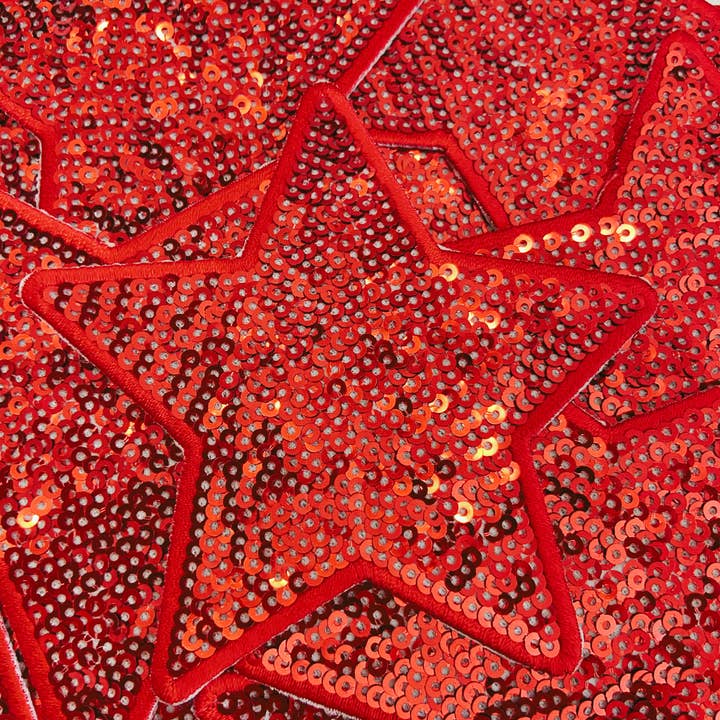 TEELUX - Wholesale Patch - 4" RED Star - Sequin Embroidered Hat Patch2