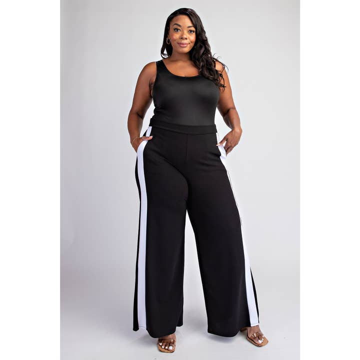 74509-1cp GEBREIDE BROEK MET ZIJZAKKEN IN GROTE MATEN voor wholesale door The Curve LA