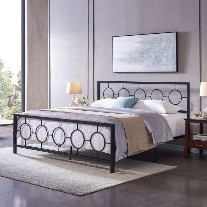 39F Inc. - Wholesale Bedroom Furniture - King size Classical Metal Bed Frame with Circular -Canada9