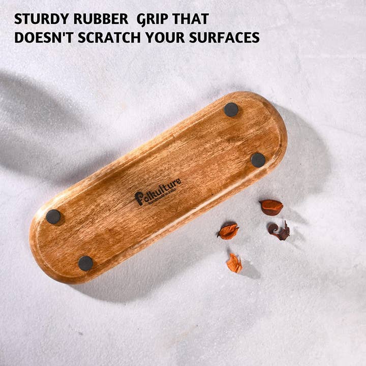 Folkhomes Global Inc - Wholesale Incense Holder - Printed Wooden Incense Tray or 12" Incense Holder (Coral)