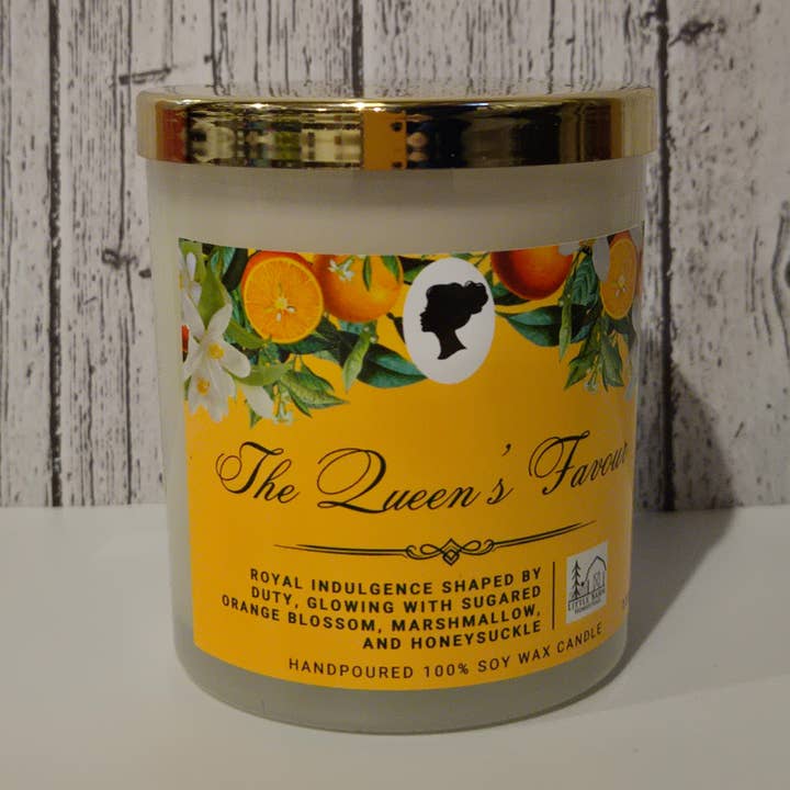The Queen's Favour Soy Candle Bridgerton Inspired for wholesale by Little Barn Homestead Bath and Body