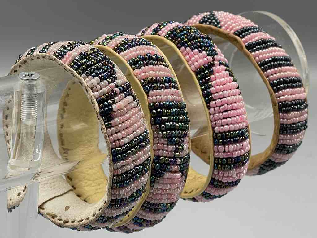 The Niger Bend - Vendita all'ingrosso Bracciale con perline - Bracciale in pelle con perline larghe bicolore scintillante2