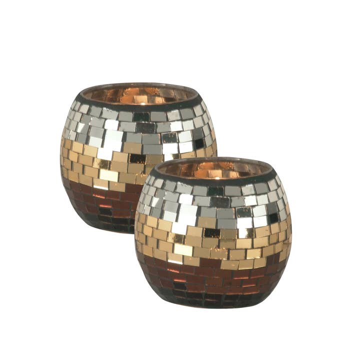 Chalet Mosaic 2-Piece Candle Holder Set for wholesale by Dale Tiffany