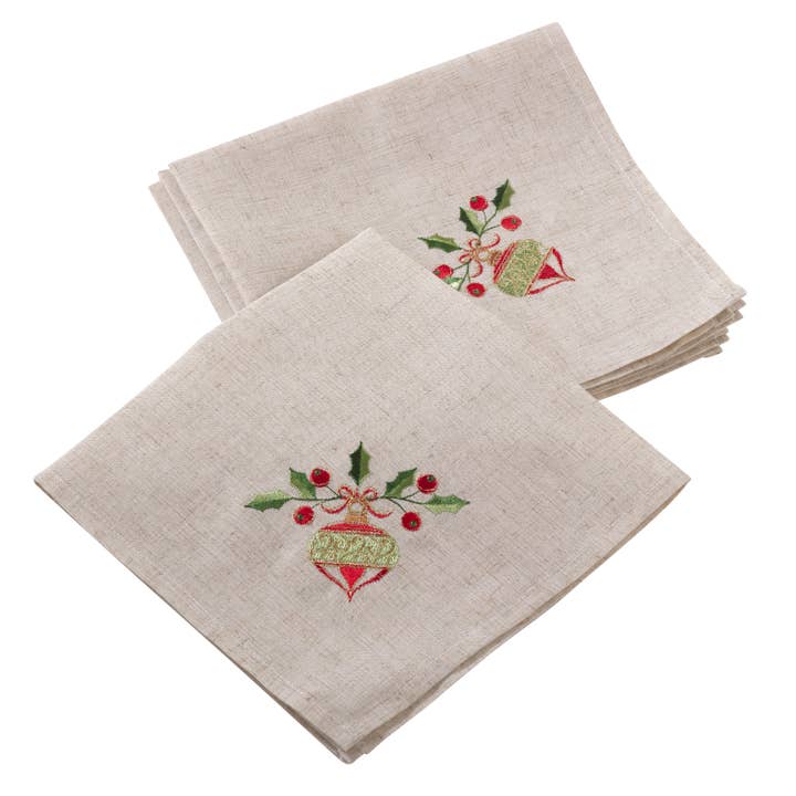 Embroidered Ornament Napkin for wholesale by Saro Lifestyle