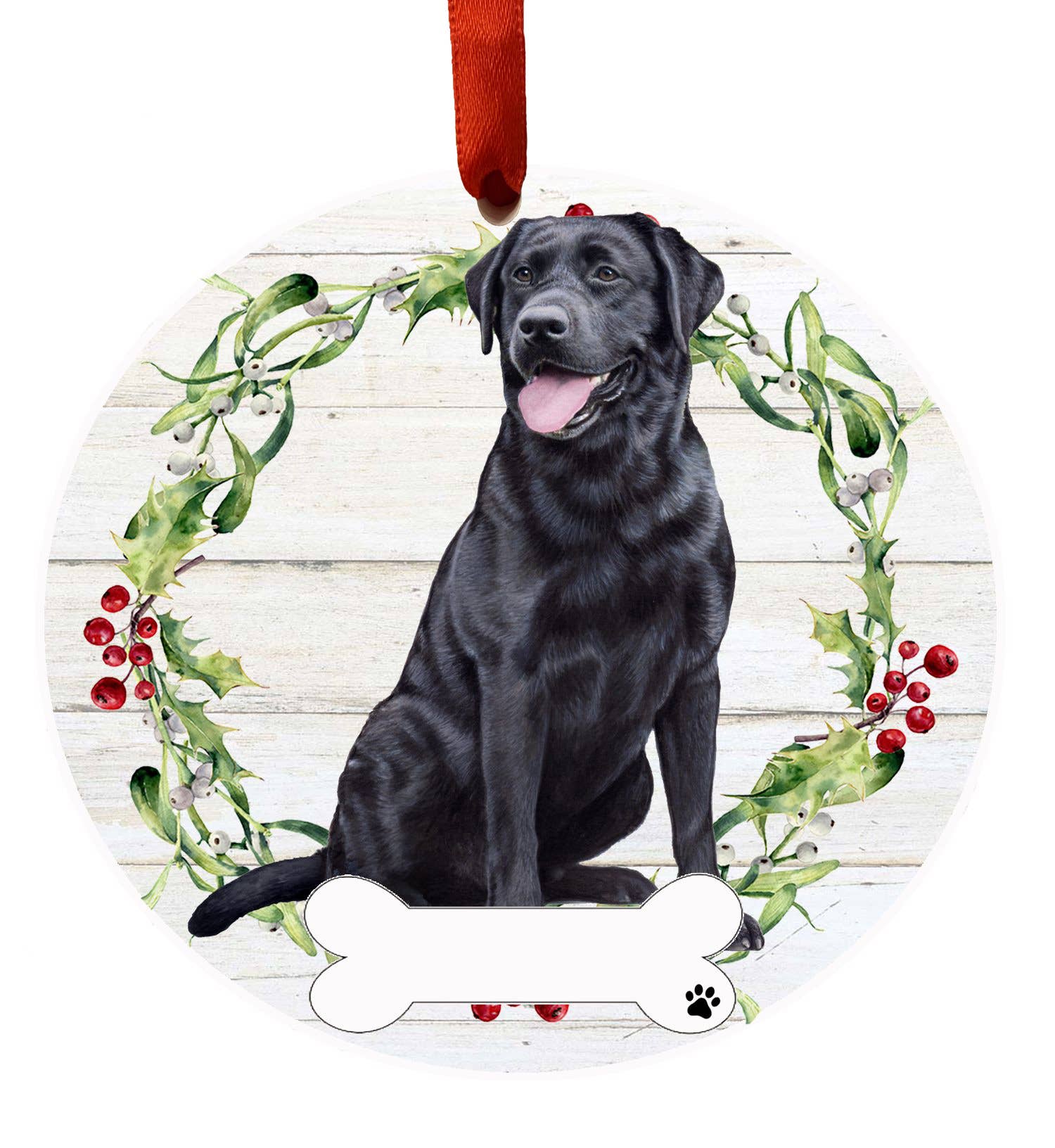 E&S Pets - Wholesale Ornament - Black Labrador Full Body Ceramic Wreath Ornament0