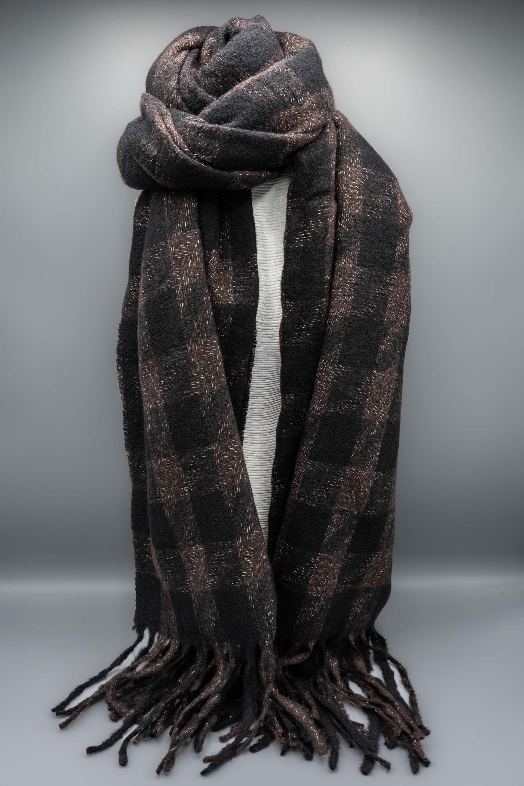 KLK - Wholesale Scarf - Women's - Winter scarf with fringed checks0