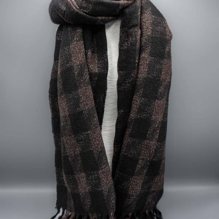 KLK - Wholesale Scarf - Women's - Winter scarf with fringed checks