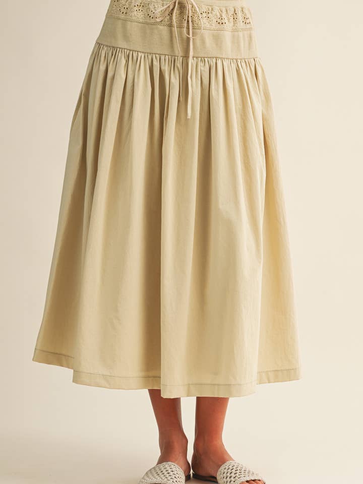 EYELET AND RIB JERSEY MIXED SKIRT for wholesale by Mustard Seed
