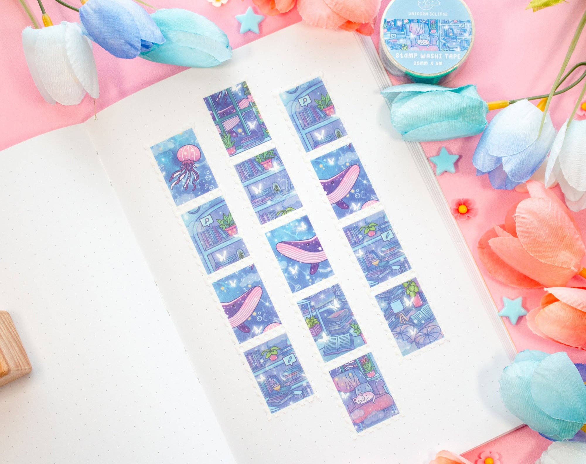 Unicorn Eclipse - Wholesale Washi Tape - Reading Room Stamp Washi Tape