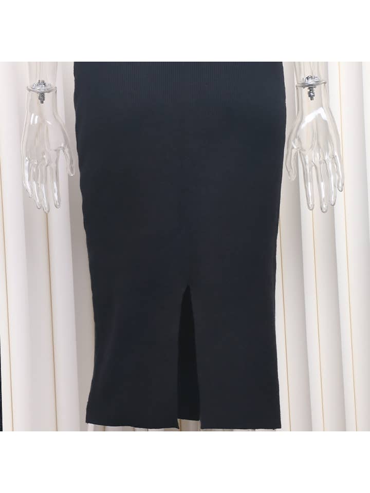 Sweetkama - Wholesale Top & Skirt Set - Women's - Solid Color Top & Skirt 2PCS Kintted Set Sweater Set HL730014