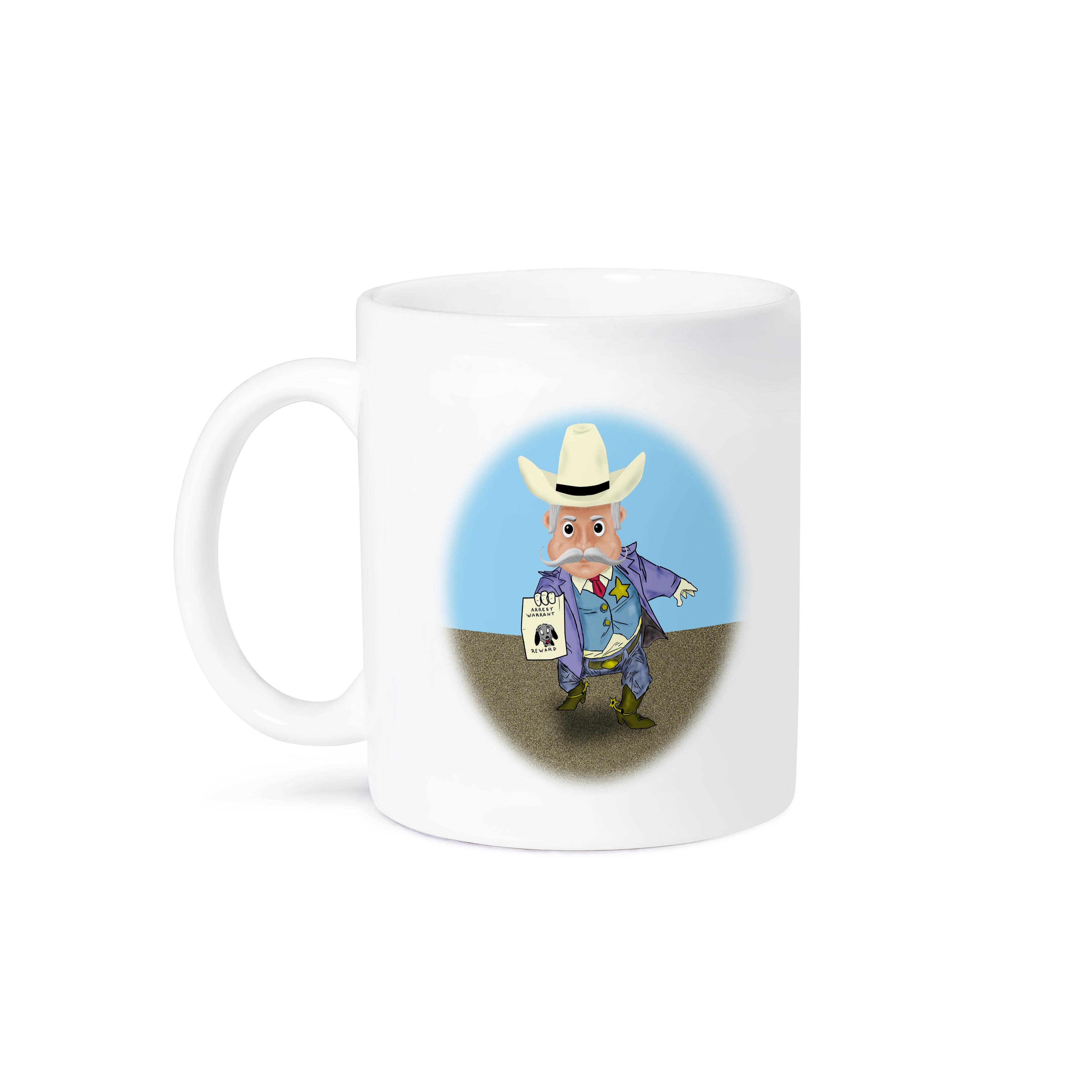 3dRose - Wholesale Coffee Mug - 3dRose, A new Sheriff in town. Cartoon old west sheriff with arrest warrant, Mug8