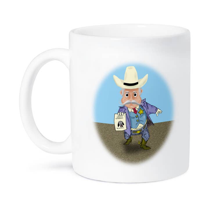 3dRose - Wholesale Coffee Mug - 3dRose, A new Sheriff in town. Cartoon old west sheriff with arrest warrant, Mug8