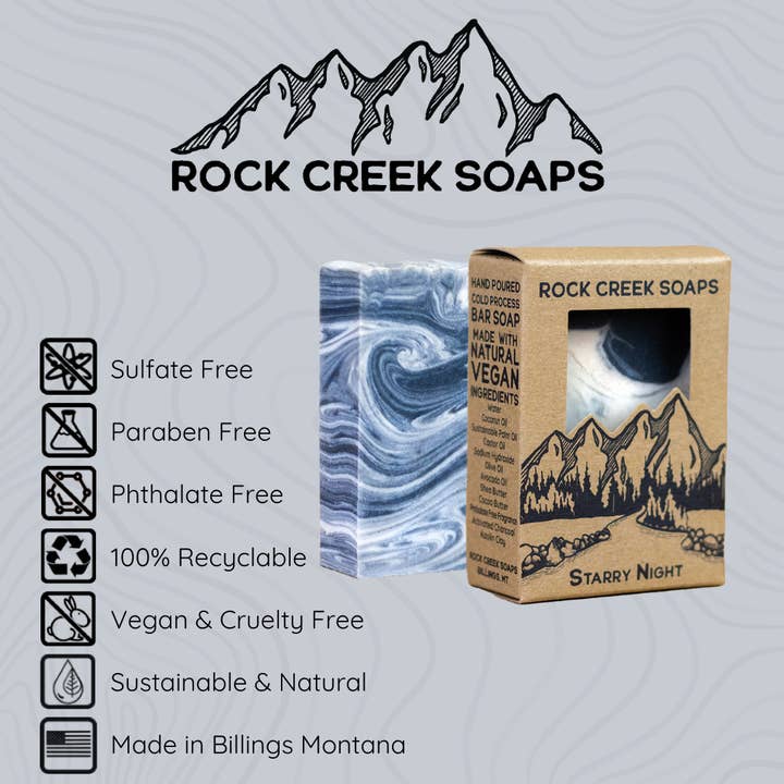 Rock Creek Soaps - Wholesale Bar Soap - Starry Night Bar Soap: Vanilla, Sandalwood & Currants