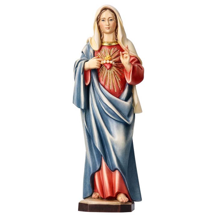 Costa Articoli Religiosi - Vendita all'ingrosso Scultura - Statua Sacro Cuore di Maria in legno scolpito Varie Misure