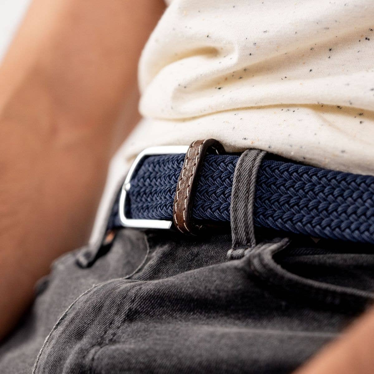 BILLYBELT – wholesale Belt – Men's – Slate blue elastic braided belt2