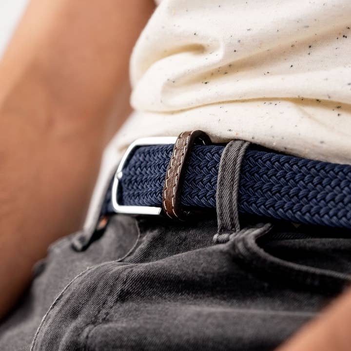 BILLYBELT - Wholesale Belt – Men's - Slate blue elastic braided belt2