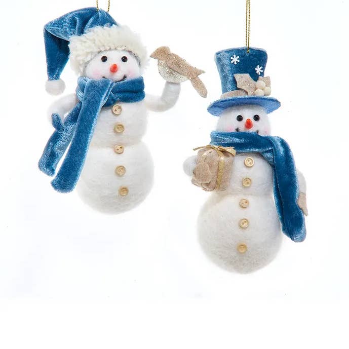 5.5" Snowman Ornament 2 Assorted for wholesale by Kurt S. Adler, Inc.