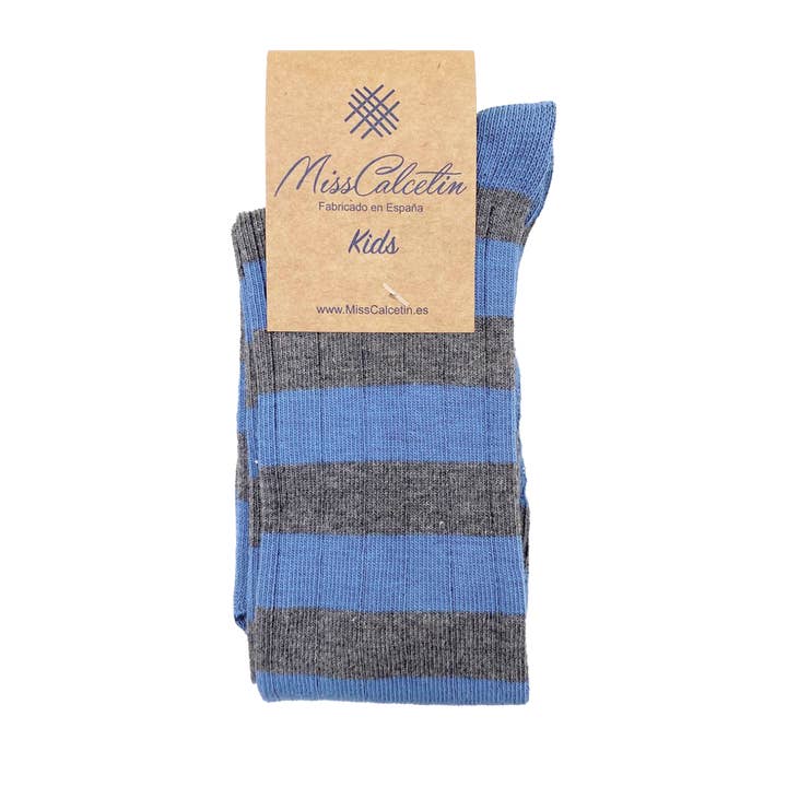 MissCalcetin Kids High Socks Stripes Gray-Steward for wholesale by MissCalcetin