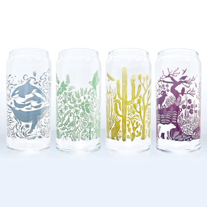 Hohe Biergläser: Set aus 4 einzigartigen, naturthemenbezogenen Gläsern für den Großhandel von Bough & Antler Northwest Goods