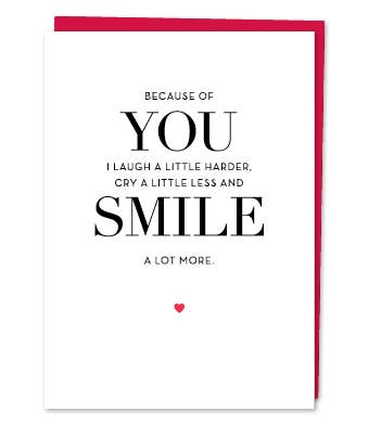 Design With Heart - Venta al por mayor Tarjetas de amor - TH21 - «Por tu culpa...» Tarjeta de felicitación1