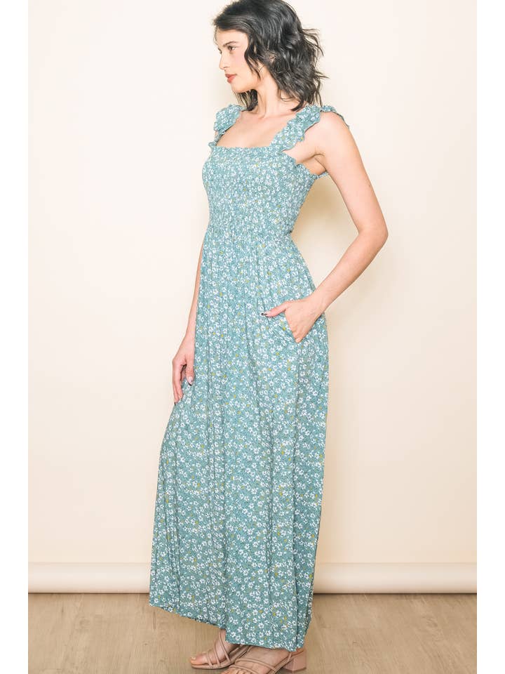 Elloh Collection - Wholesale Jumpsuit - Women's - Super Comfy Ruffle Shoulder Smocked Wide Leg Jumper Jumpsuit7