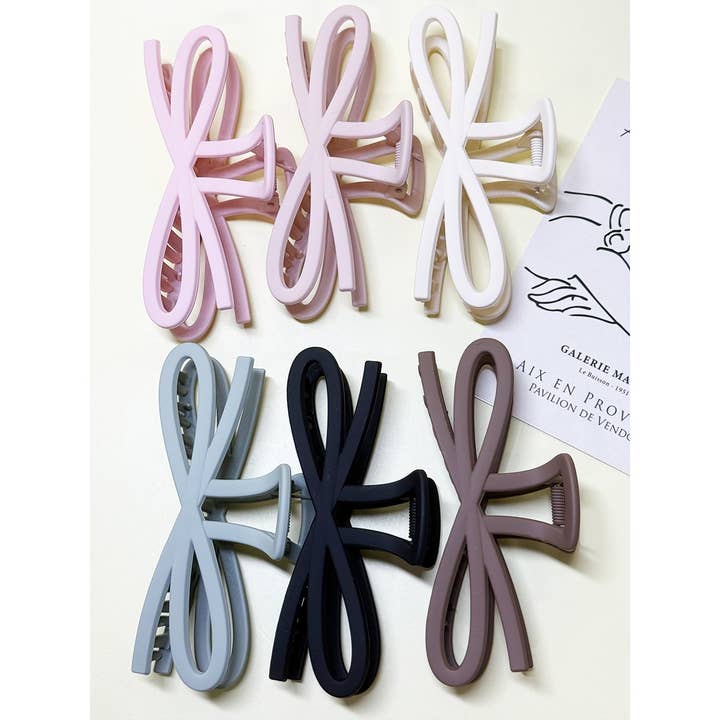 Assorted Color Jumbo Matte Bow Shape Hair Claw  for wholesale on Faire3