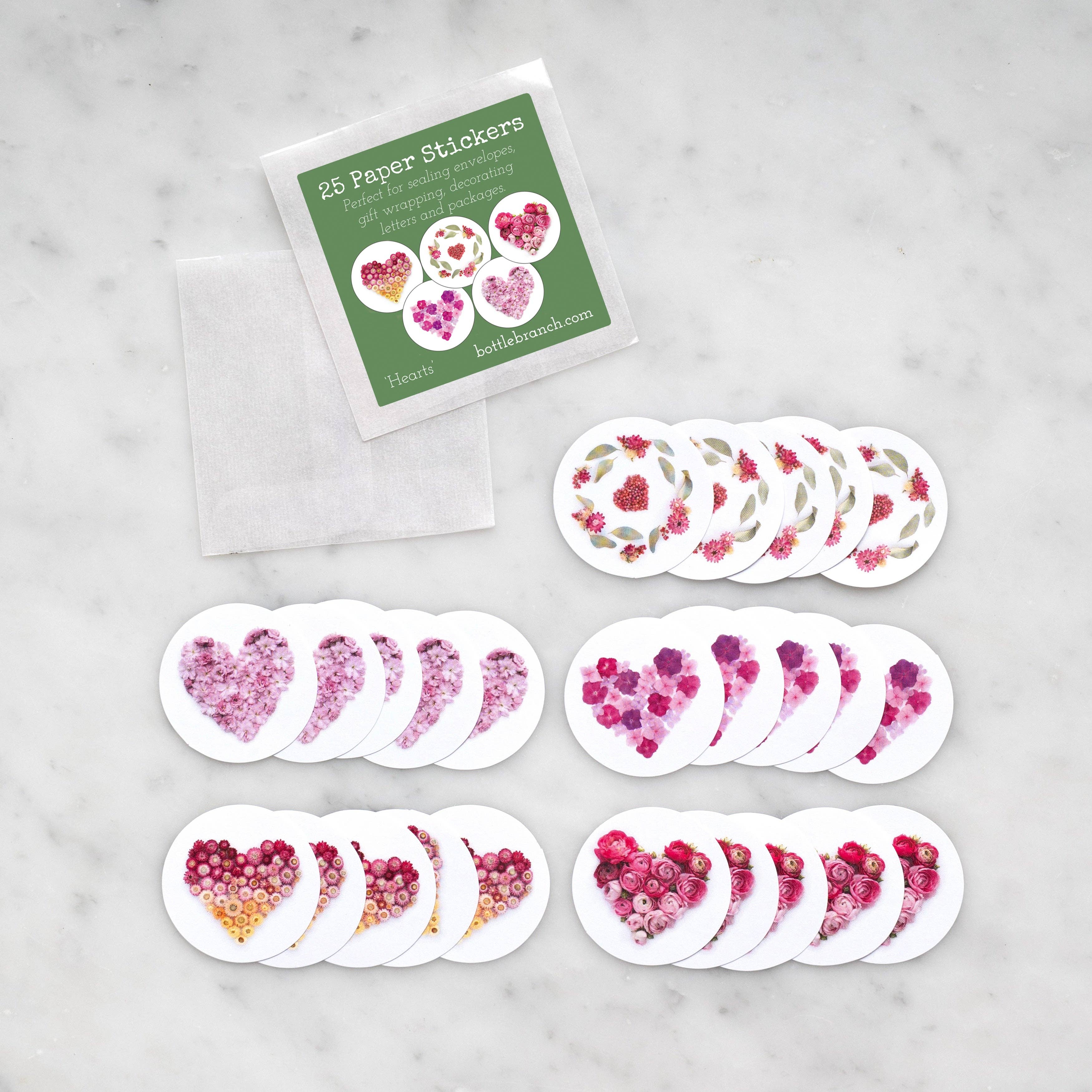 Bottle Branch - Wholesale Sticker - Valentine’s Heart Floral Stickers – Pink Botanical Stickers3