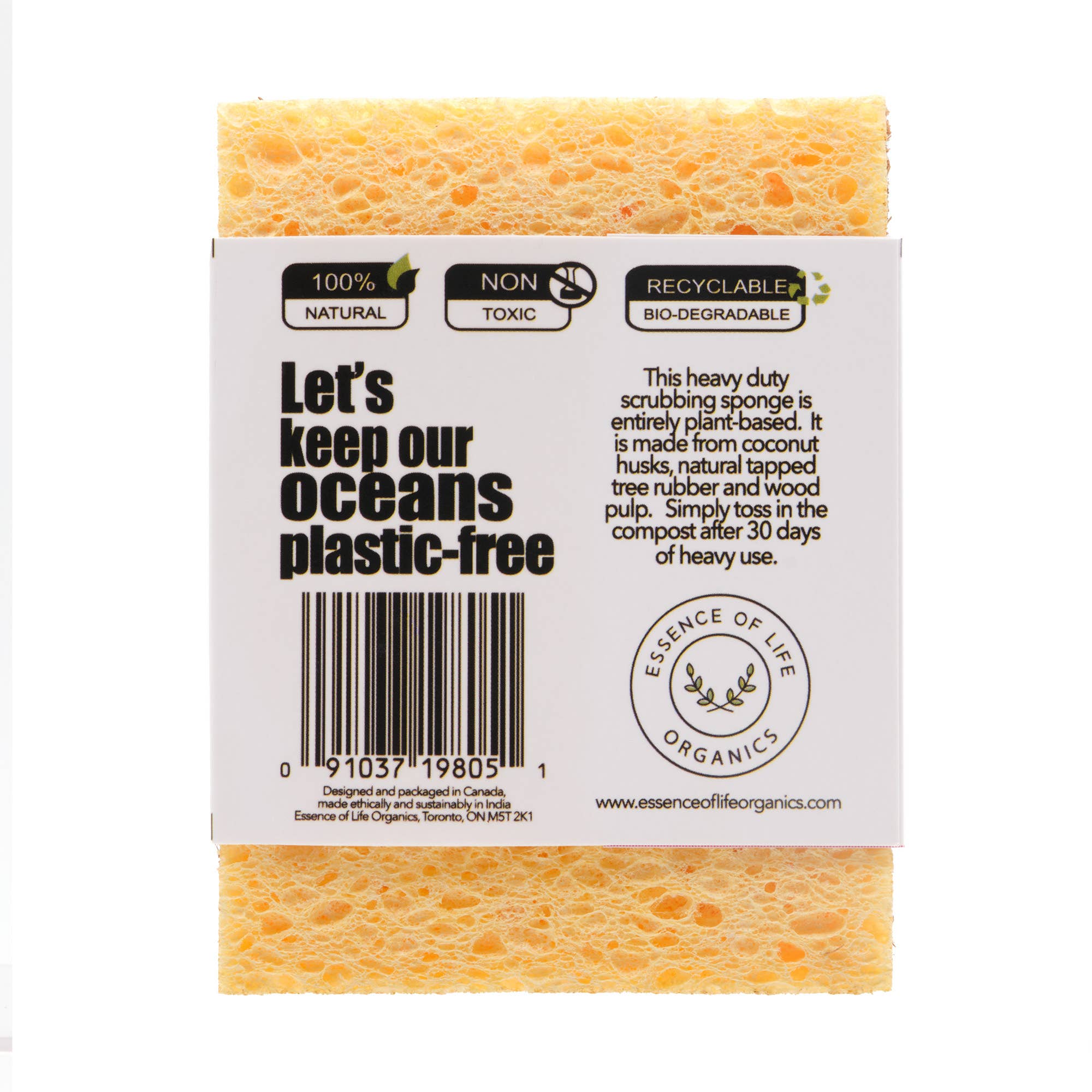 Essence of Life Organics - Wholesale Cleaning sponge - 100% Plant-Based Heavy Duty Scrubbing Sponge2