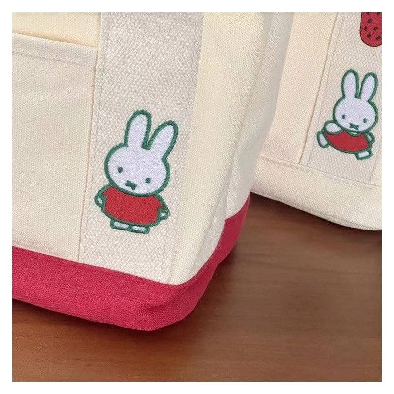 FurDecoration - Wholesale Tote Bag - Women's - Cute Rabbit Embroidered Canvas Tote Bag5