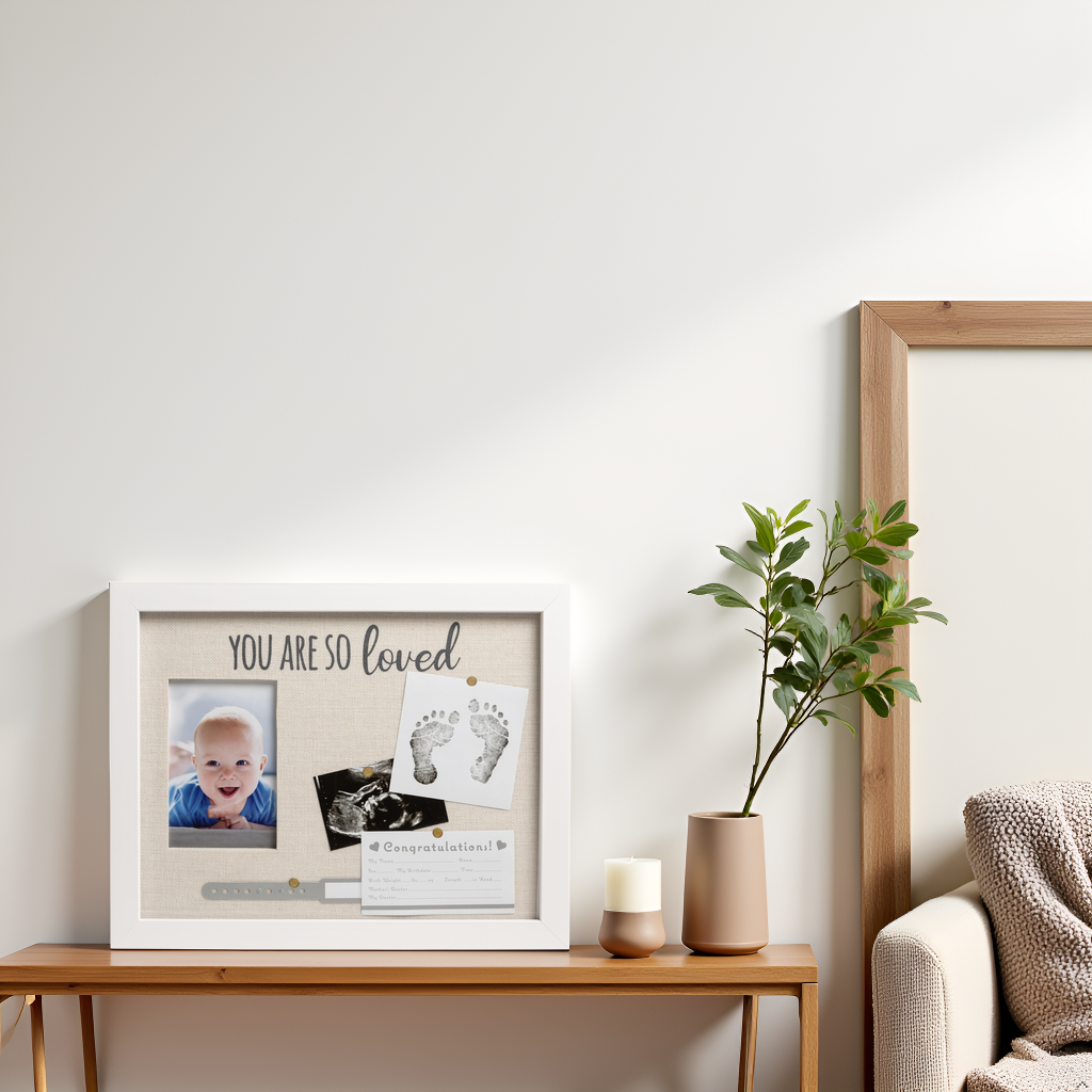 Kate & Milo - Vente Cadre photo - Enfant et bébé - Cadre boîte à ombre & souvenir avec tampon encreur "Tu es tellement aimé bébé"6