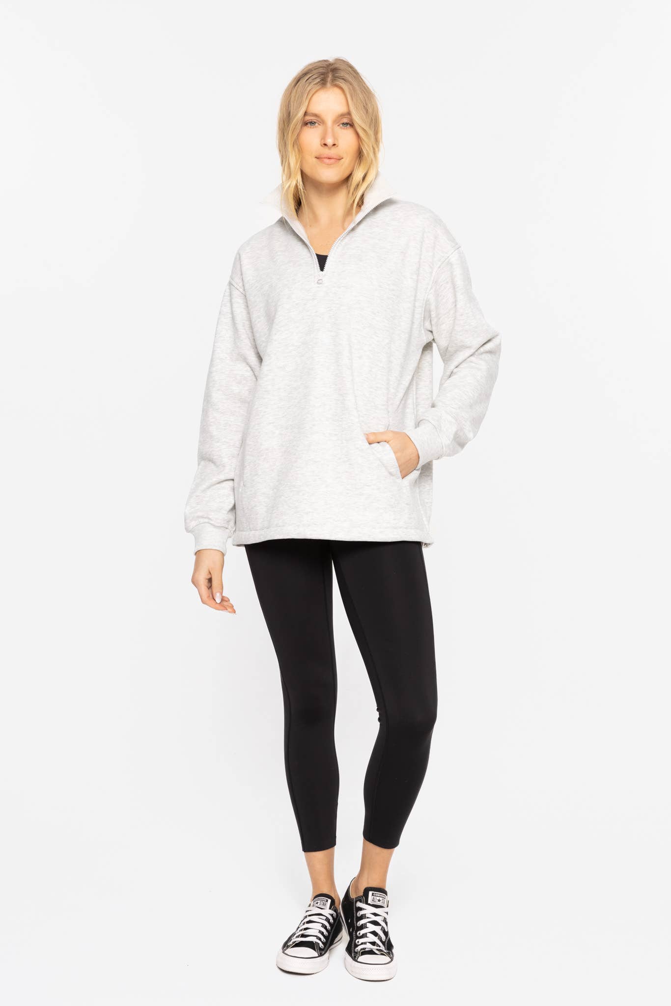 Mono B - Wholesale Sweatshirt - Women's - Half-Zip Drawstring Women's Sweatshirt Pullover15