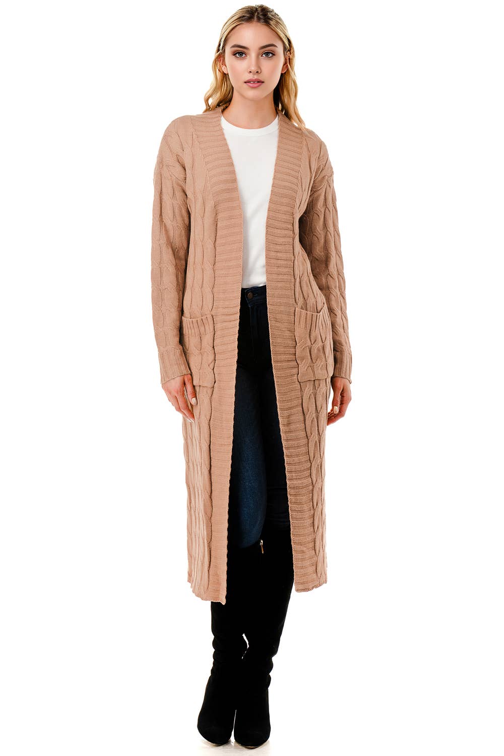 Color 5 – wholesale Cardigan – Women’s – Super long coat style sweater cardigan with side pockets9