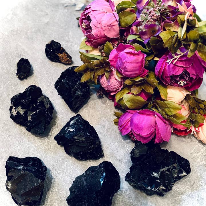 Mandala Gems - Wholesale Spiritual Stone/Crystal - RARE Black Rose Fluorite Specimens, Fluorescent Red or Pink