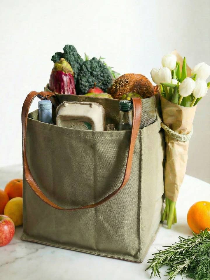 Caper Green Market Tote with Insert & Adjustable Handles for wholesale by CapaBunga®
