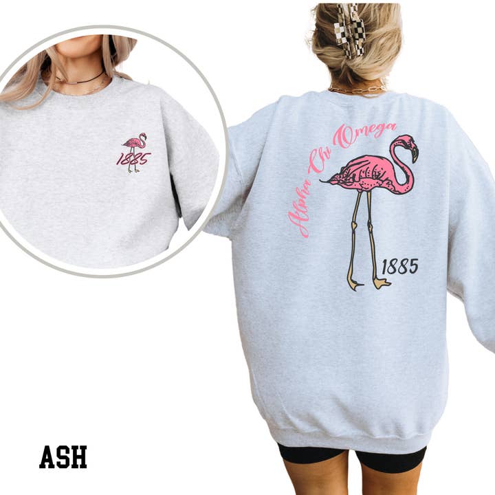 Flamingo Bliss Sorority Sweater voor wholesale door Kite and Crest