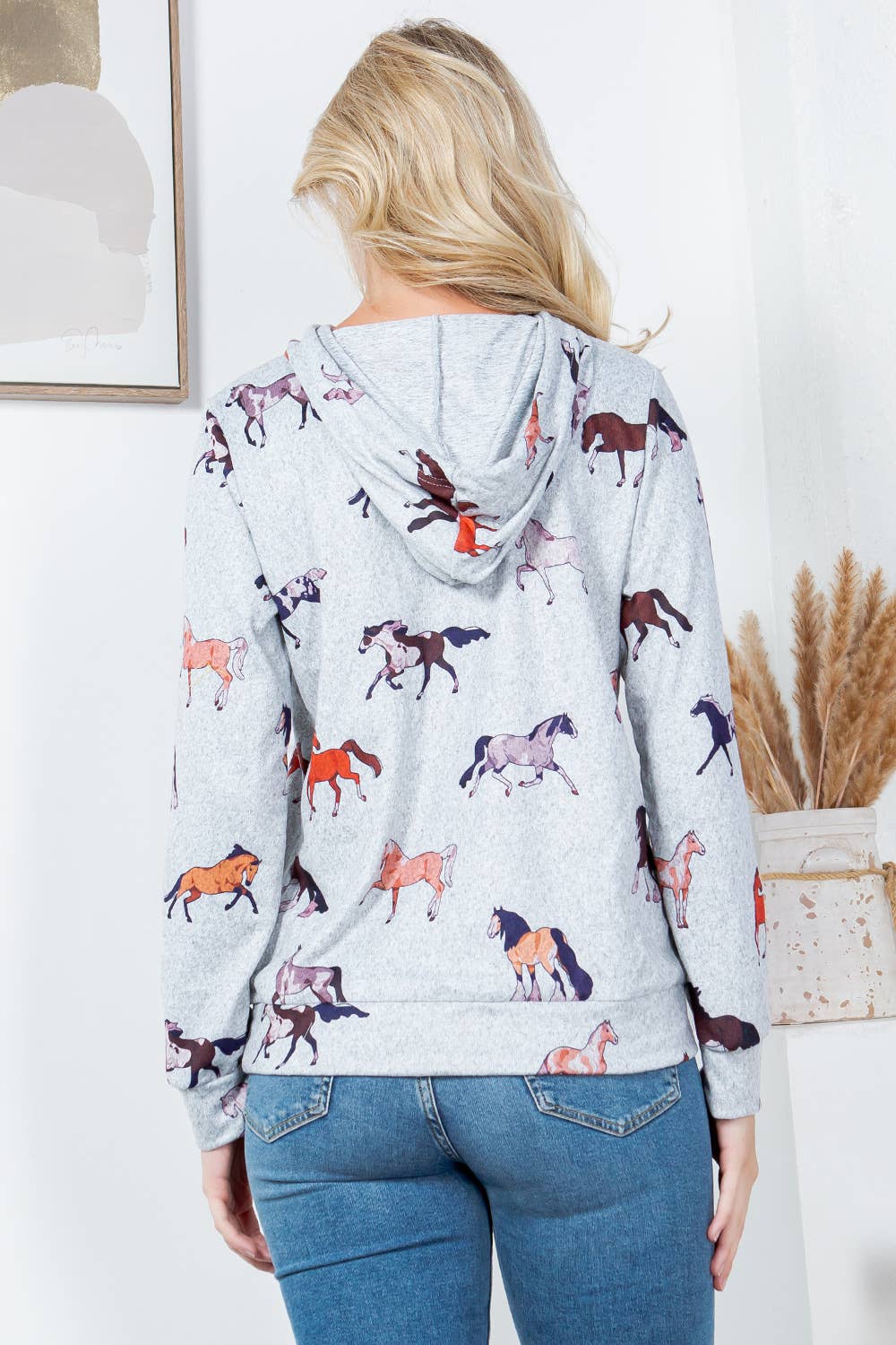 LA Soul - Wholesale Hoodie - Women's - Horse Sweater Knit Pullover Hoodie6