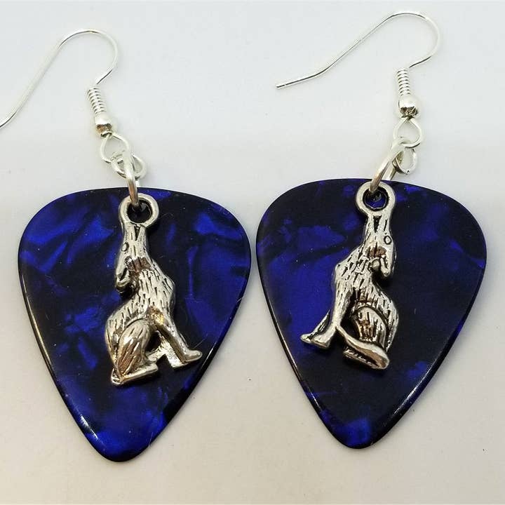 Simply Raevyn - Wholesale Dangle Earrings - Wolf Charm Guitar Pick Earrings18