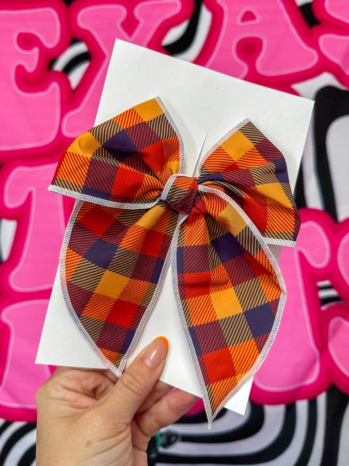 autumn plaid Big Bow for wholesale by Texas Top Knots