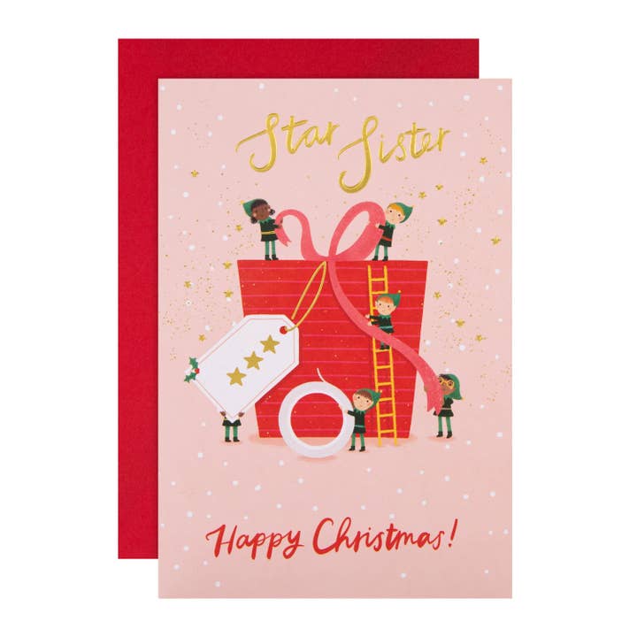 Hallmark - Wholesale Christmas Card - Christmas Card for Sister - Cute Star Elves Design