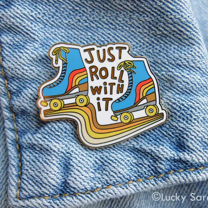 Lucky Sardine - Wholesale Lapel Pin/Button - Roller Skate, Roll With It, Retro 70s 80s Vintage Enamel Pin4