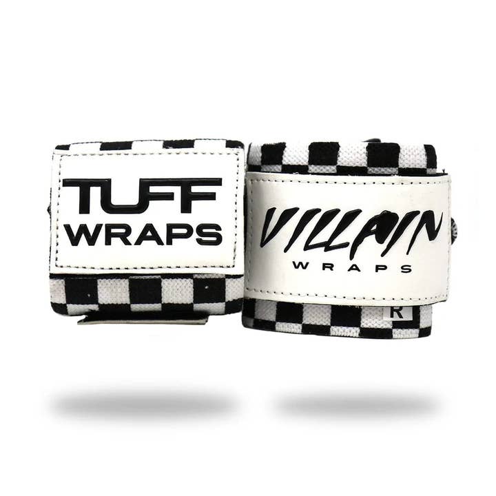 16" Villain Wrist Wraps - Checkerboard (Black/White) for wholesale by TuffWraps