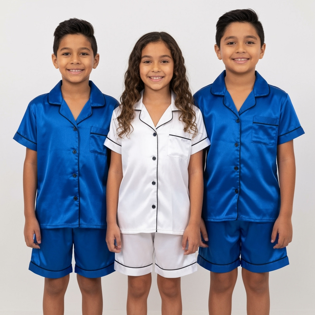 The Blissful – wholesale Sleepwear set – Kids – Kids Personalized Satin Short Pajama Set - Soft & Stylish3