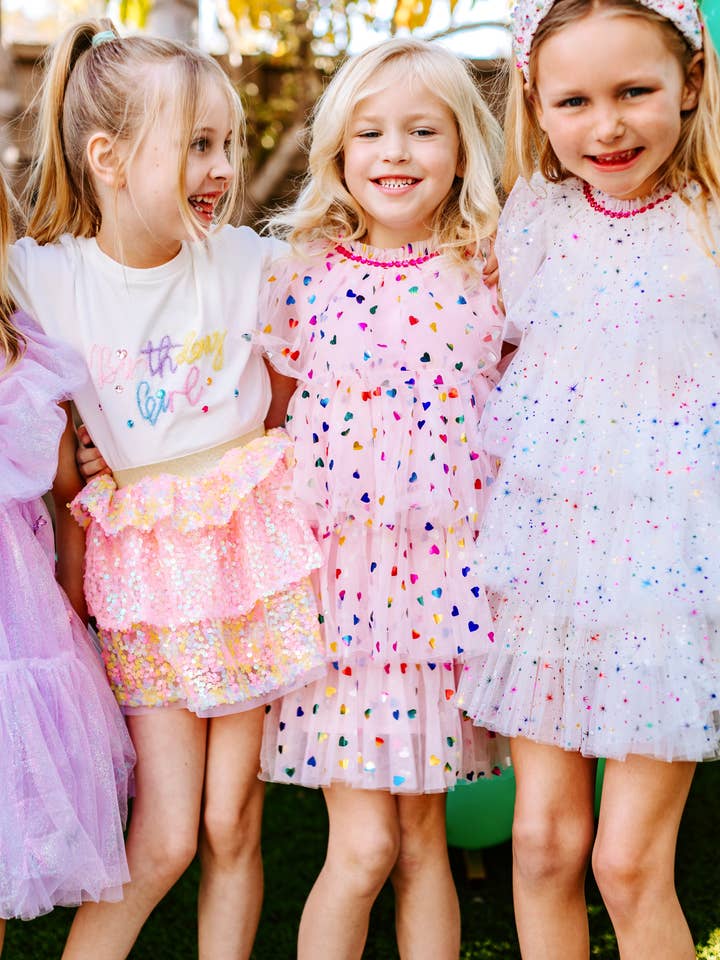Three Wildflower Designs - Wholesale Dress - Kids - Girls Heart Foil Cake Birthday Dress | Birthday Dress