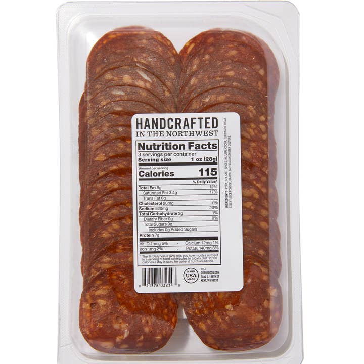 Coro Foods - Wholesale Salami - Sliced Pack Uncured Chipotle & Cocoa (Mole) Salami2